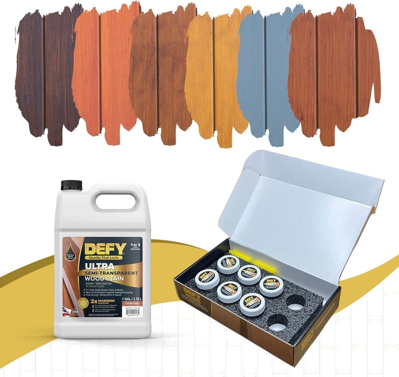 DEFY Ultra Semi-Transparent Outdoor Wood Stain and Sealer in One – 1 Oz, Color Samples, Deck Stain and Sealer | Rich Color and Satin Sheen for All Wood Types - Image 2
